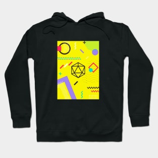 Retro Memphis Yellow Polyhedral 20 Sided Dice Tabletop RPG Hoodie